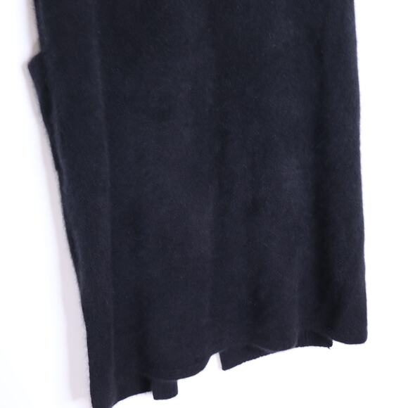 C.T.PLAGE Long Knit Racoon Wool Cardigan Black Knee Length Women's 40/US 8 - Picture 6 of 7